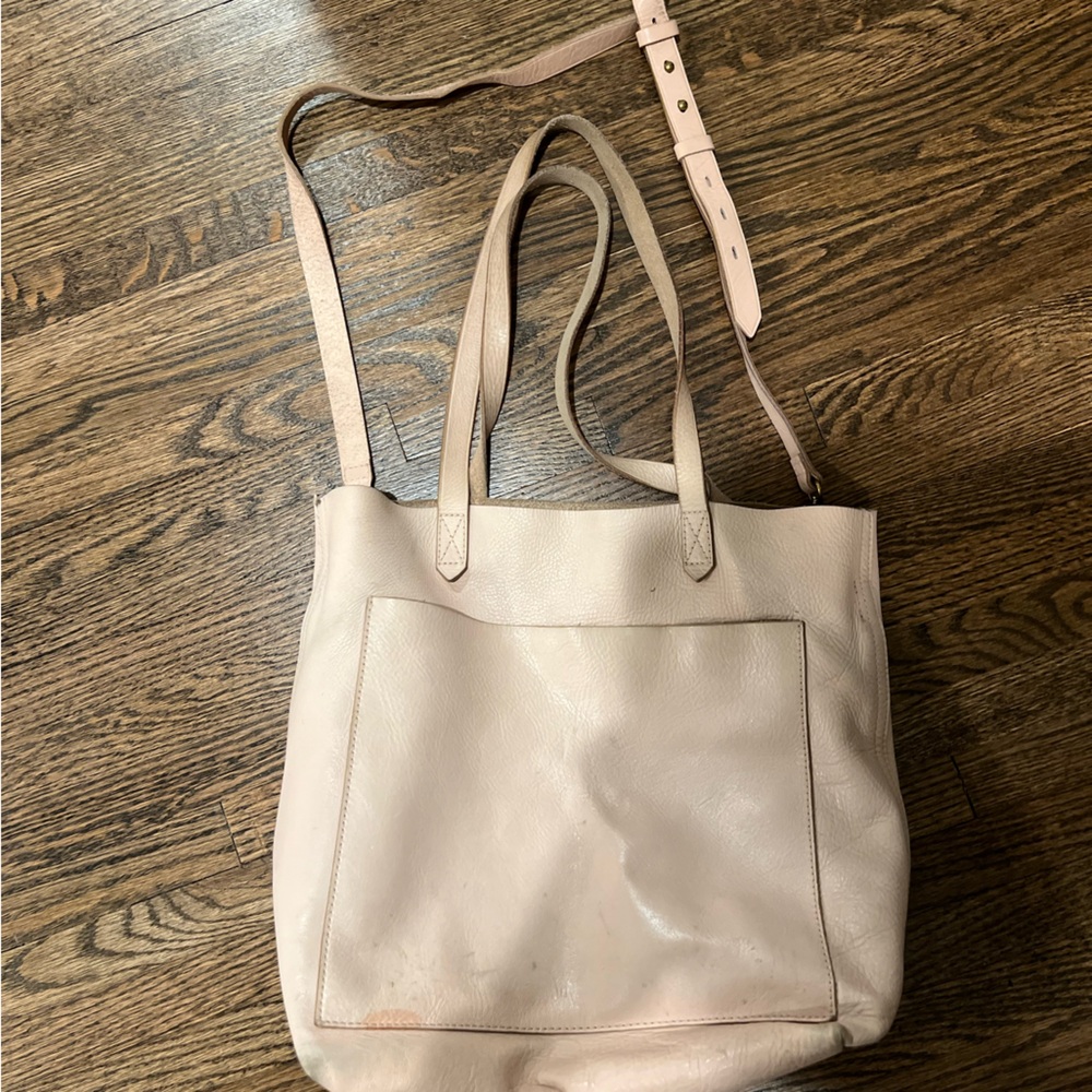 Madewell Light Pink Leather Medium Tote Bag